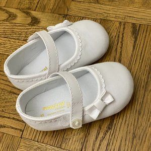 Mayoral Bow Tie Ivory White Mary Jane Shoes, 4US